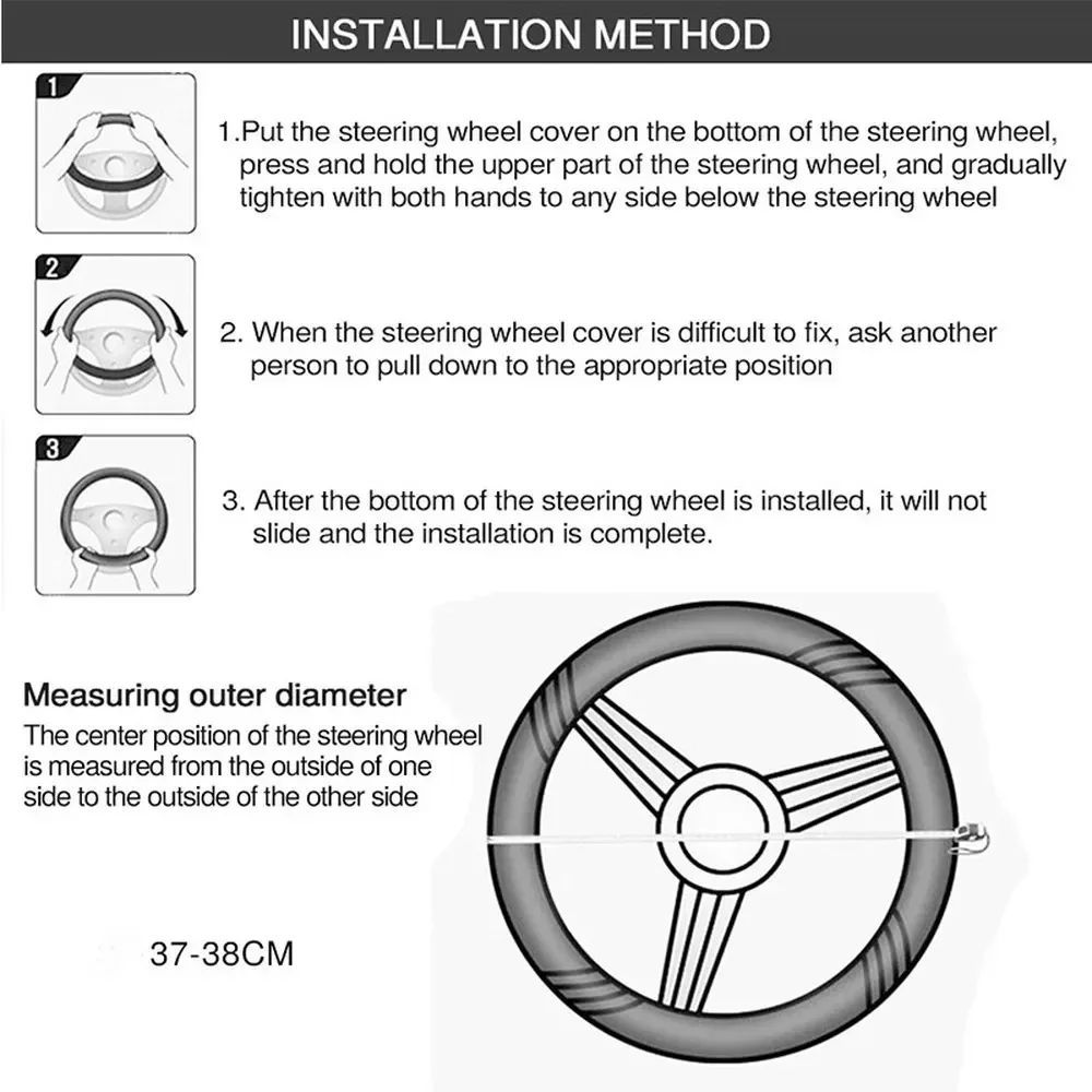 37-39cm Car Steering Wheel Cov - Car Steering Wheel Cover Anti Slip Breathable 评论和价格